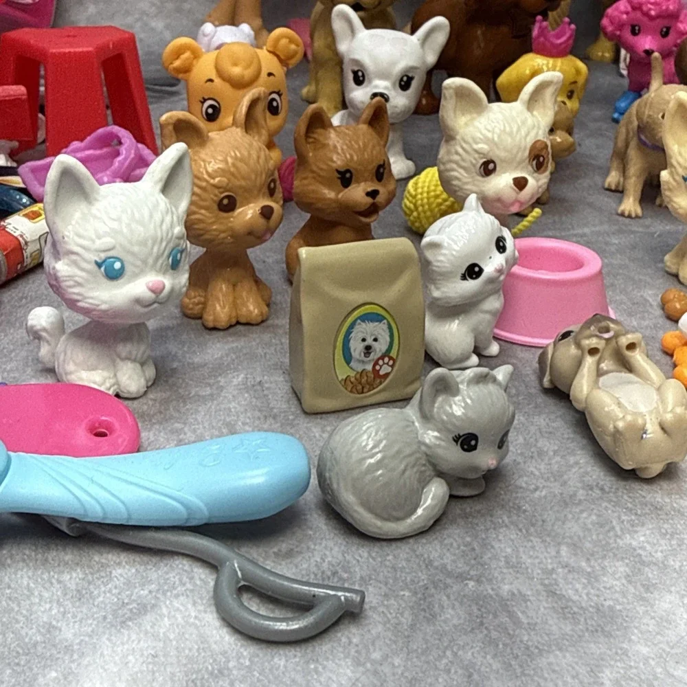 Huge Lot Of Barbie Chelsea 30 Pets Dogs Cats Pony & House Accessories Brushes